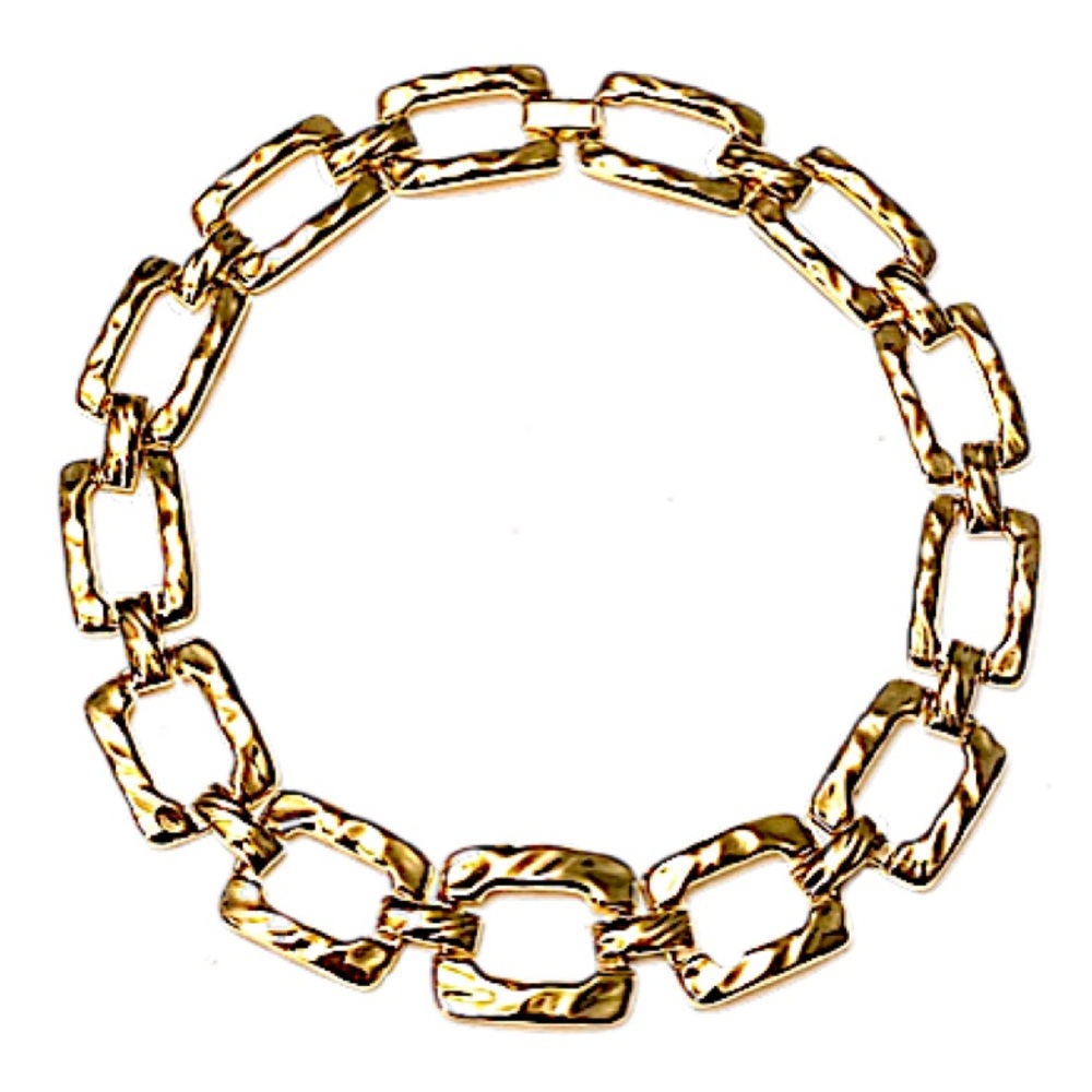 Vintage Thick Chunky Gold Square Link Chain Necklace